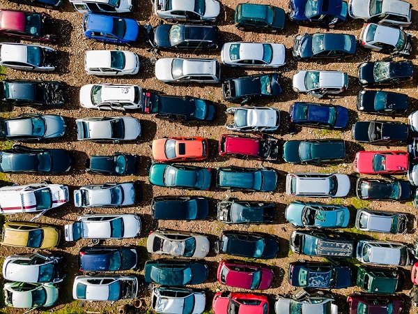 cars at a scrap yard